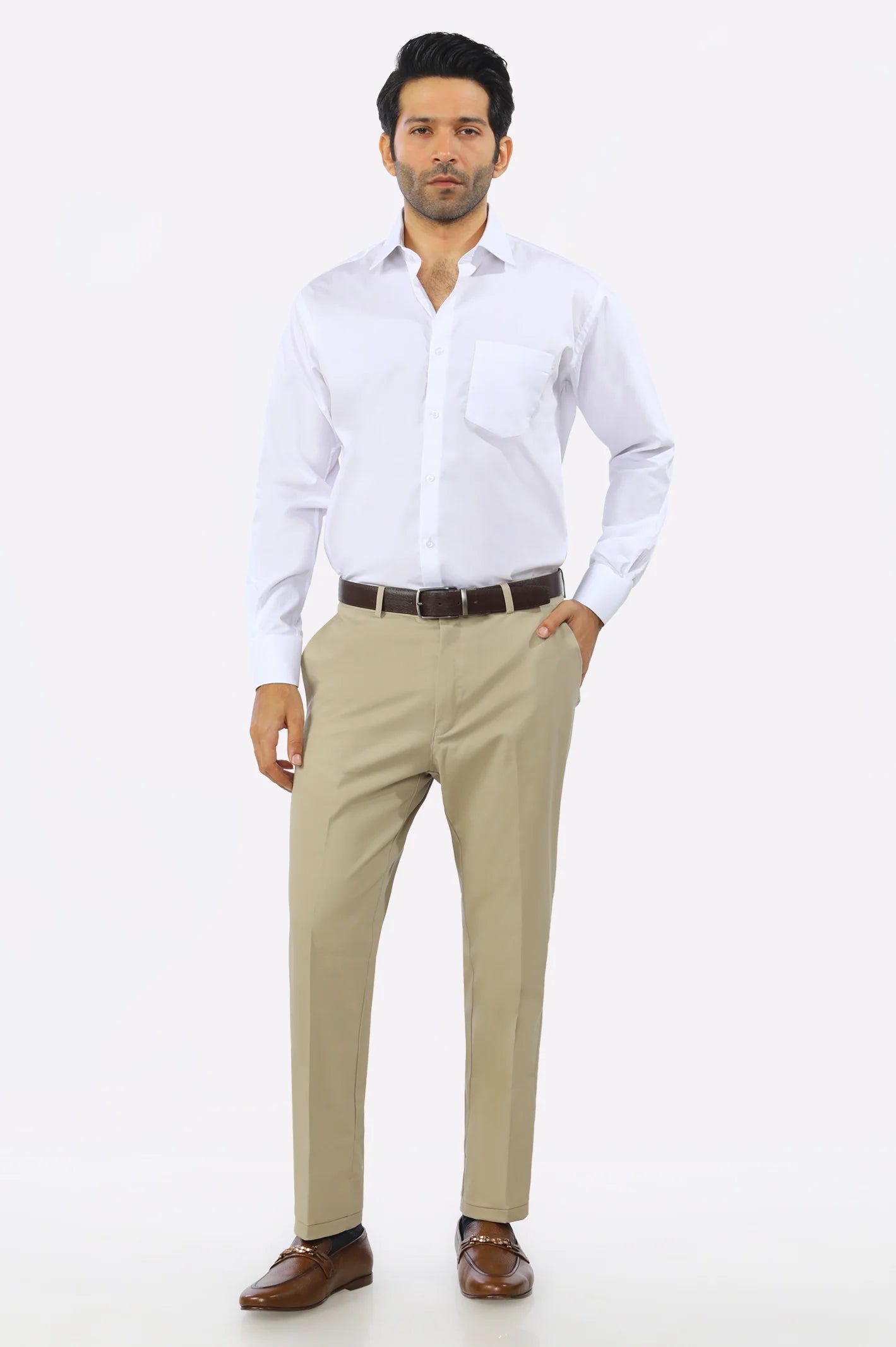 White Textured Formal Shirt From Diners