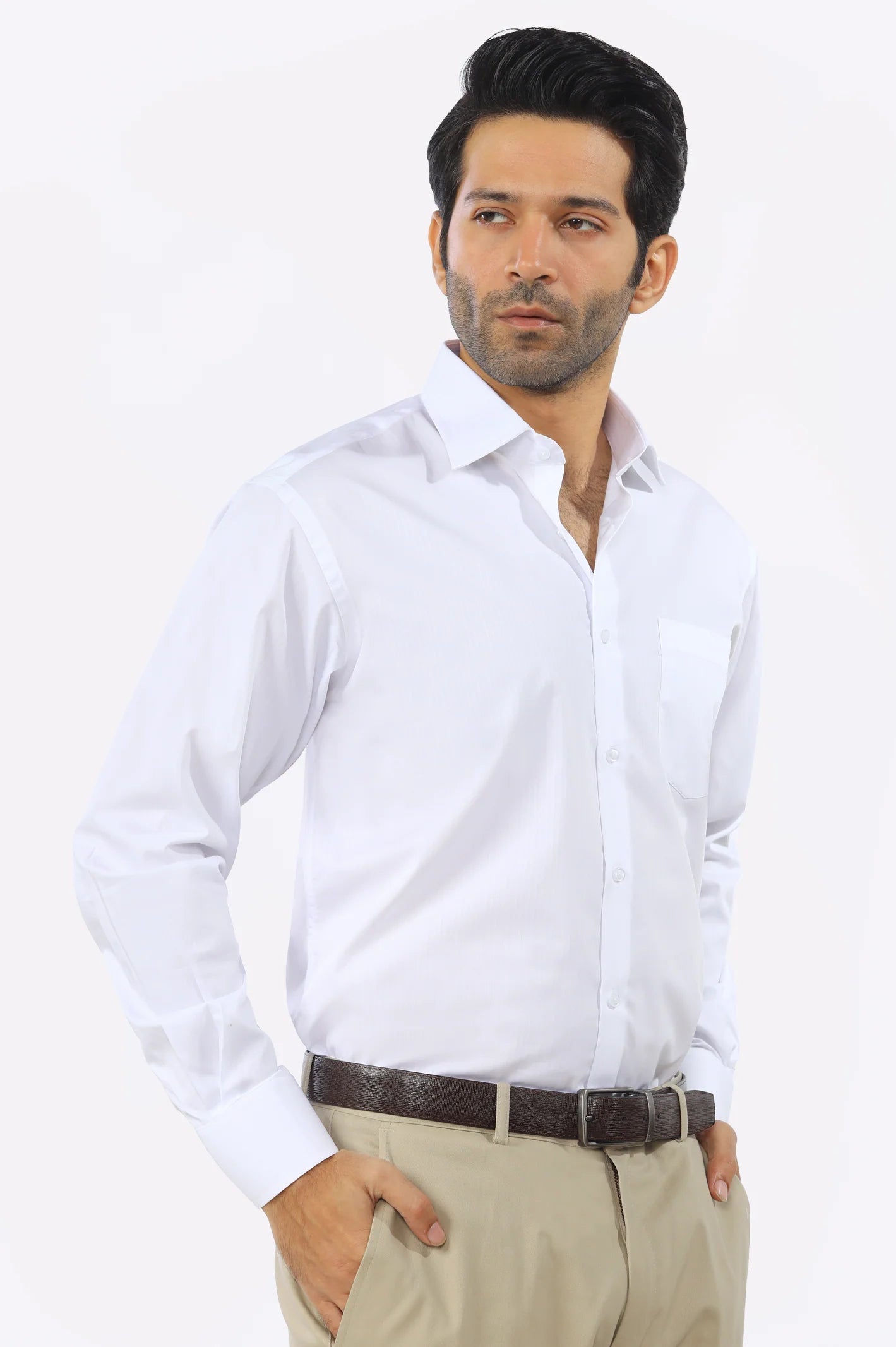 White Textured Formal Shirt From Diners