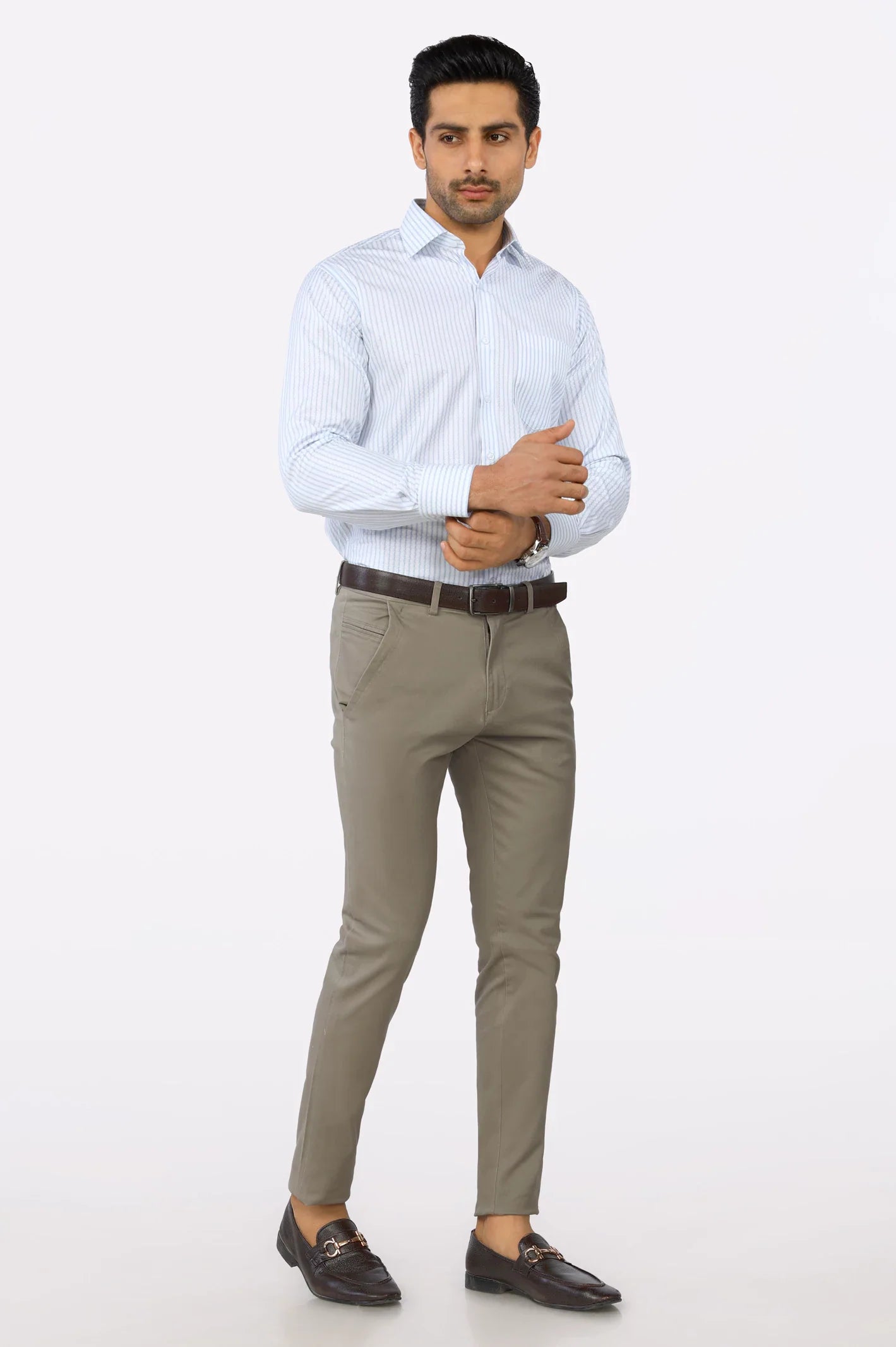 White Self Textured Formal Shirt