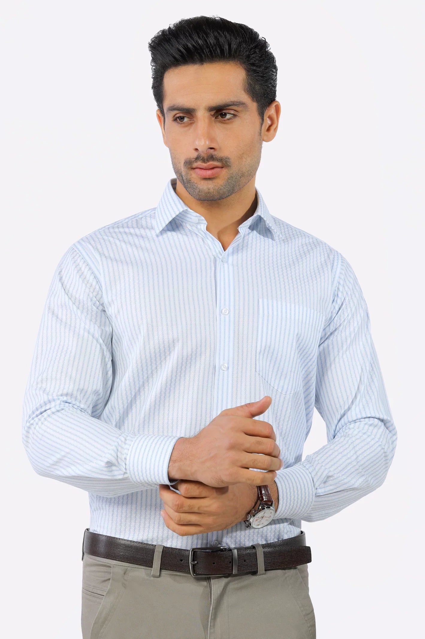 White Self Textured Formal Shirt