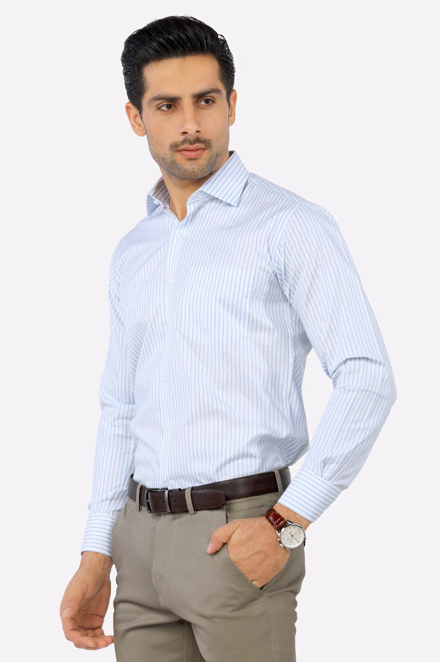 White Self Textured Formal Shirt