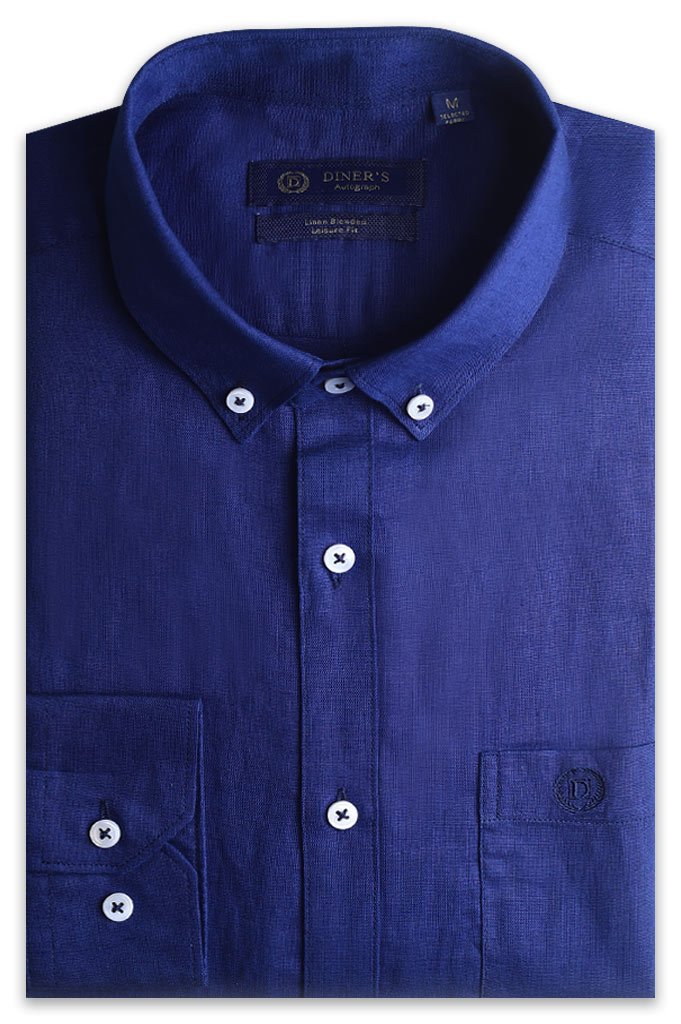 Linen Casual Shirt-AH20003-N-Blue