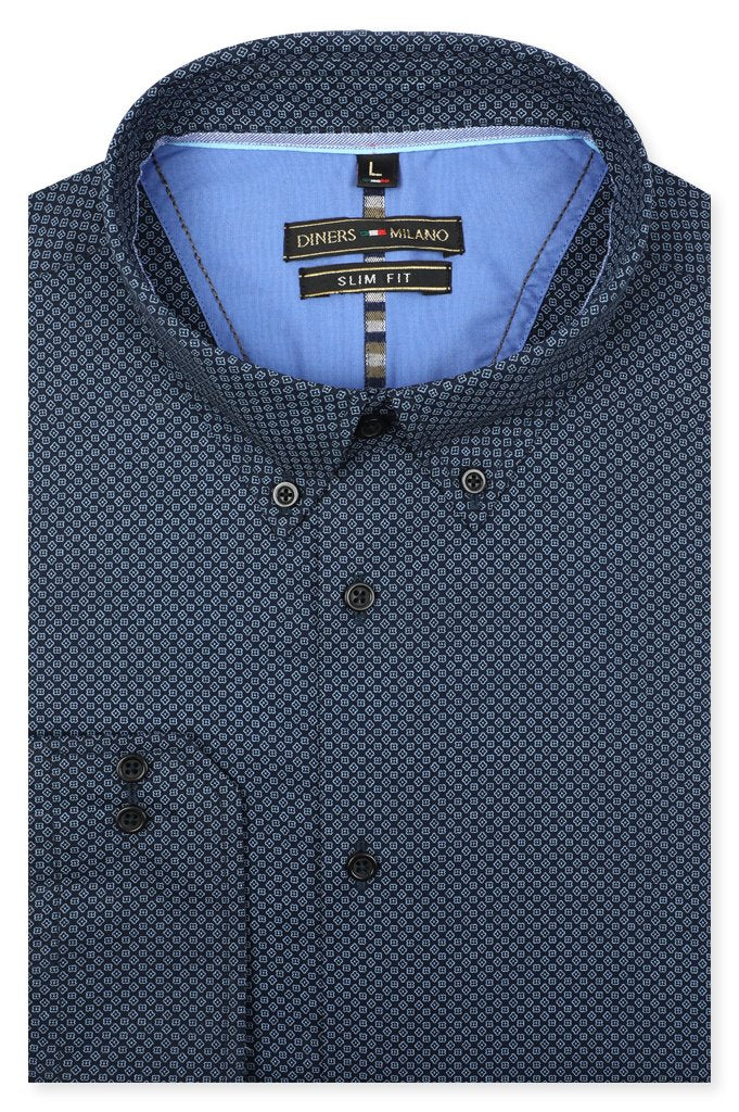 Casual Milano Shirt SKU: AM22002-N-BLUE - Diners