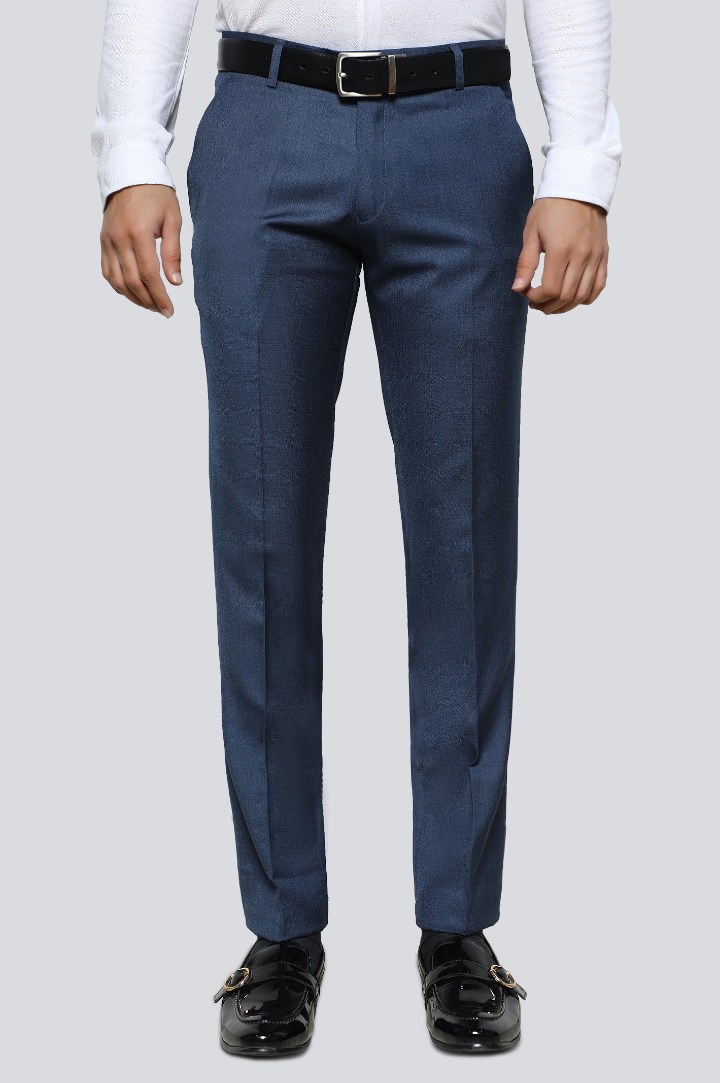 Blue Cotton Slim Fit Trouser