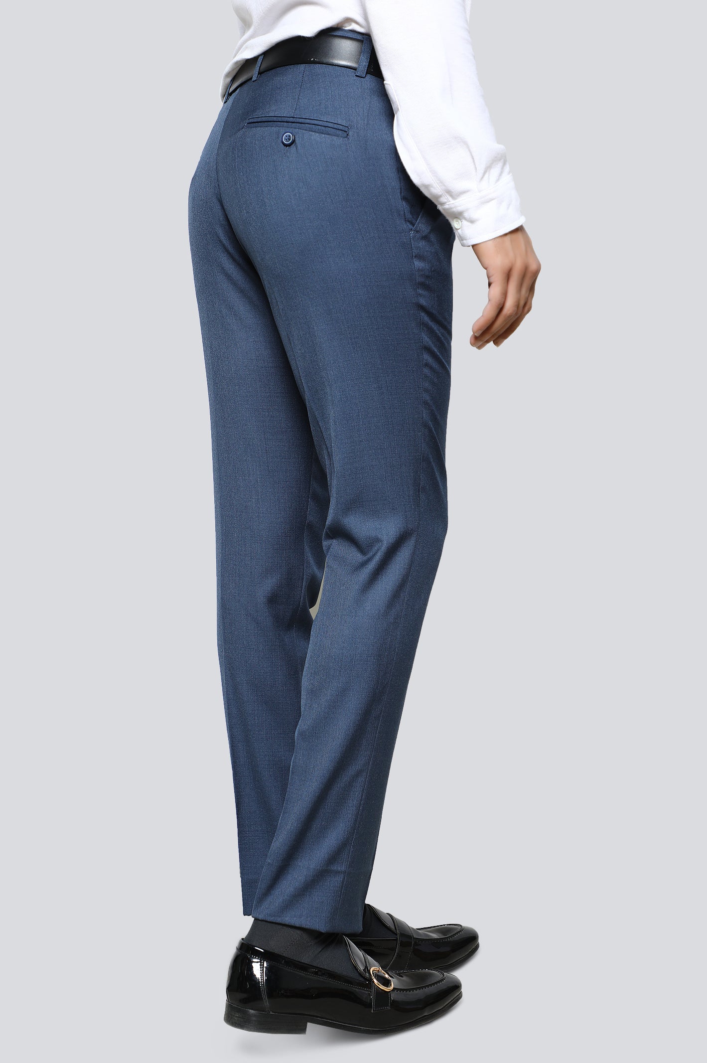 Blue Cotton Slim Fit Trouser