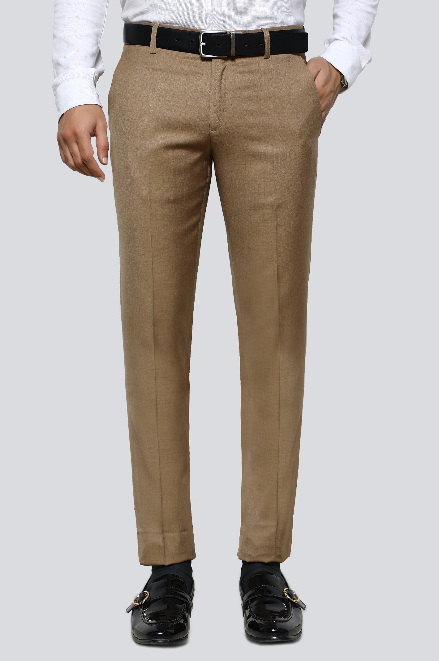 Camel Cotton Slim Fit Trouser