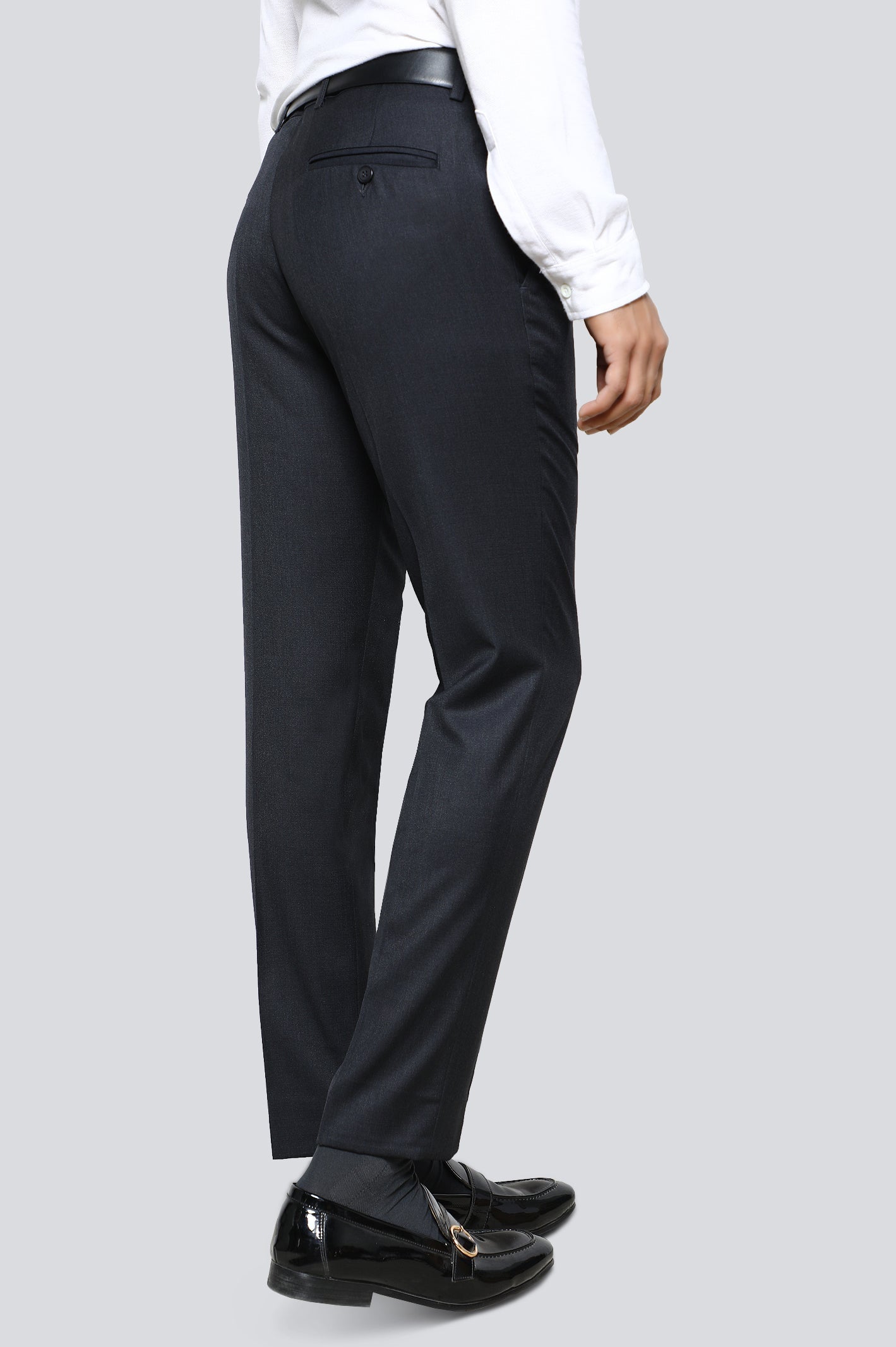 Dark Grey Cotton Slim Fit Trouser