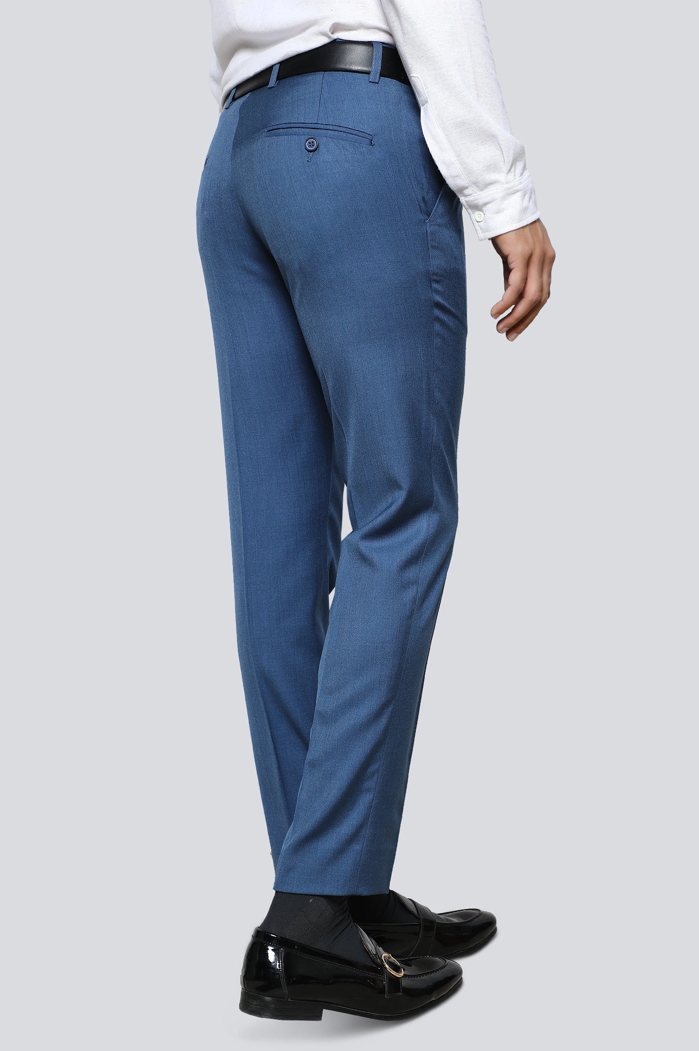 Light Blue Cotton Slim Fit Trouser