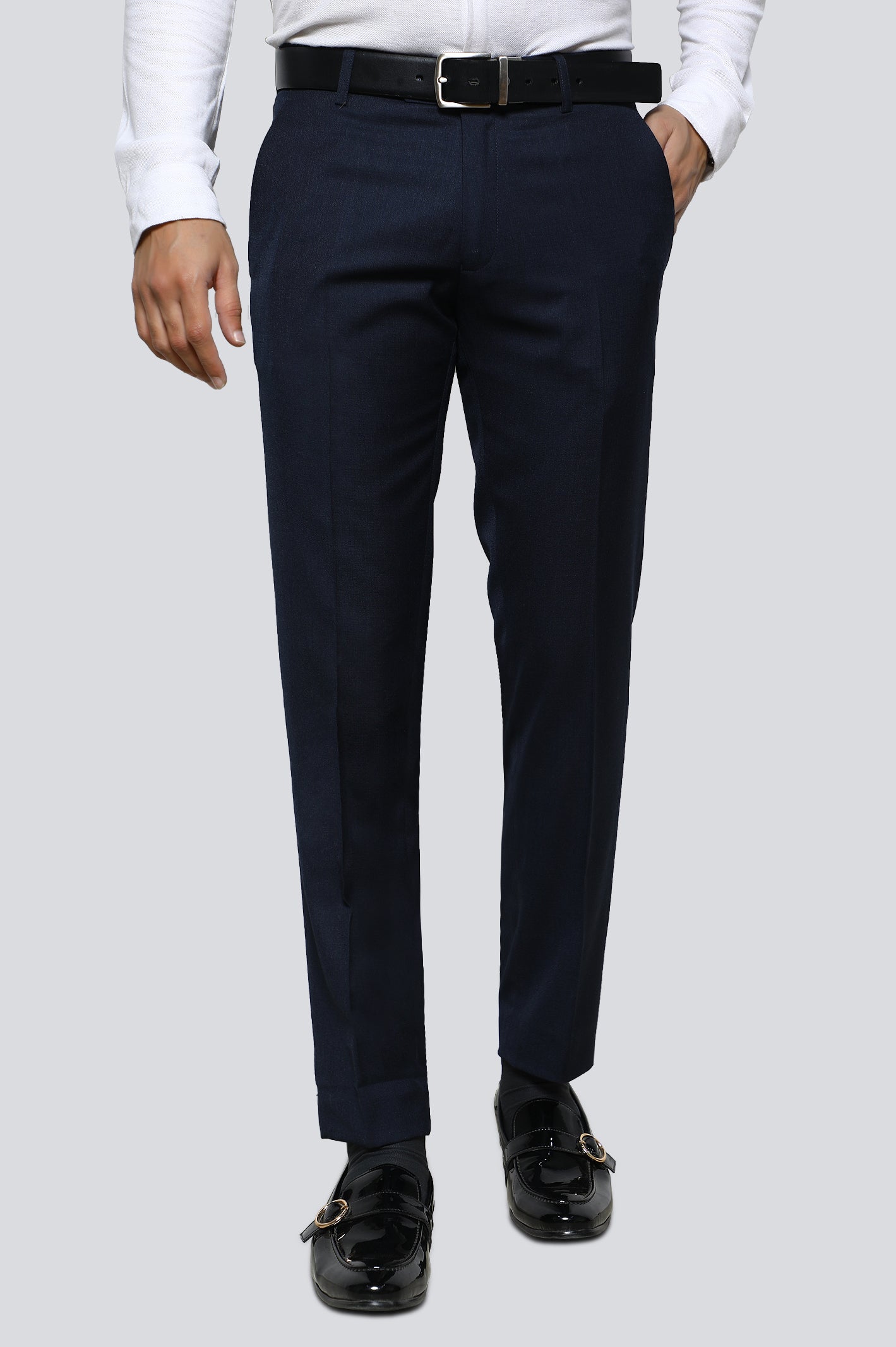 Navy Blue Cotton Slim Fit Trouser