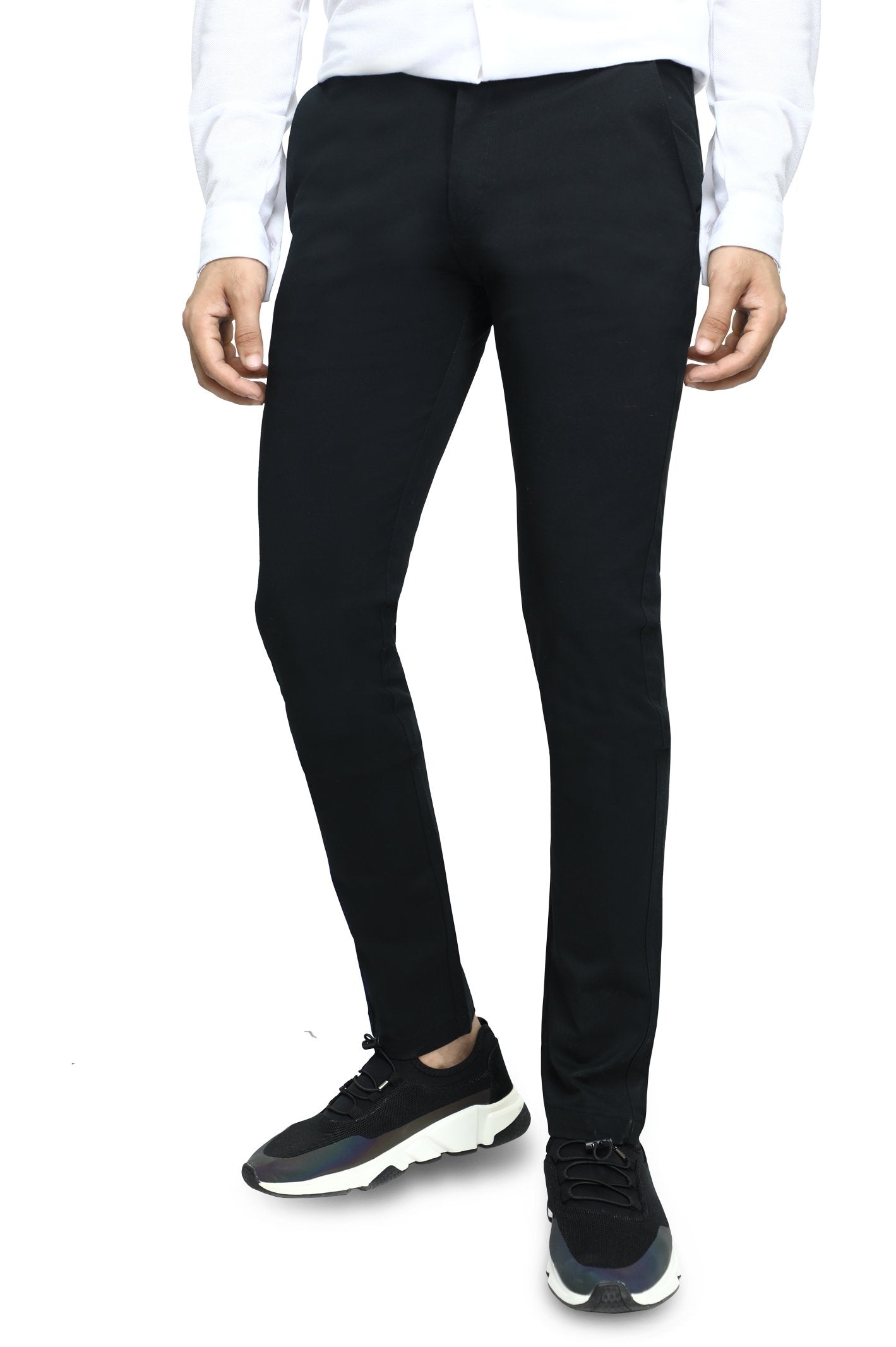 Men's Cotton Chinos -BD2940-BLACK