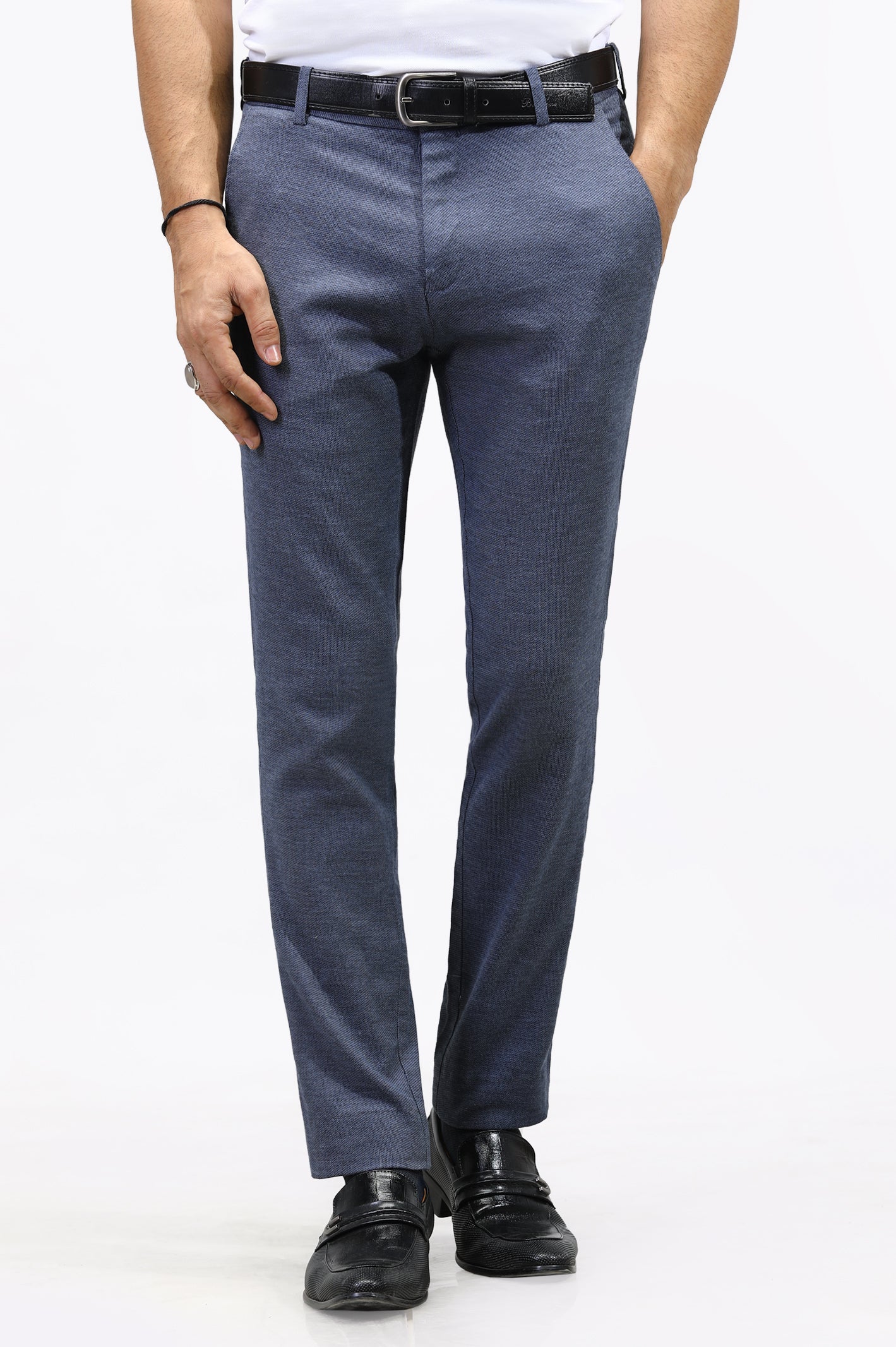 Blue Formal Cotton Trouser From Diners