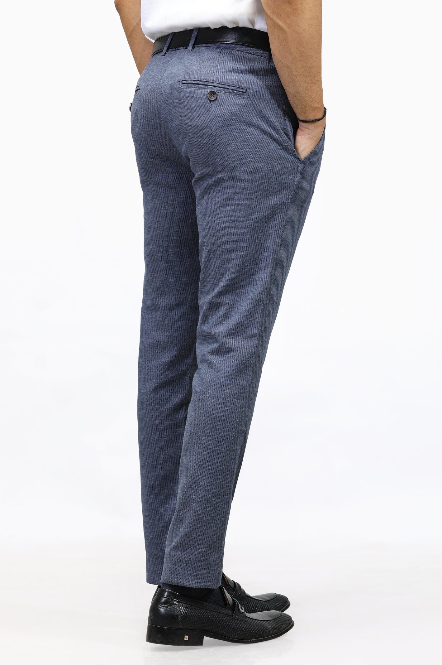 Blue Formal Cotton Trouser From Diners
