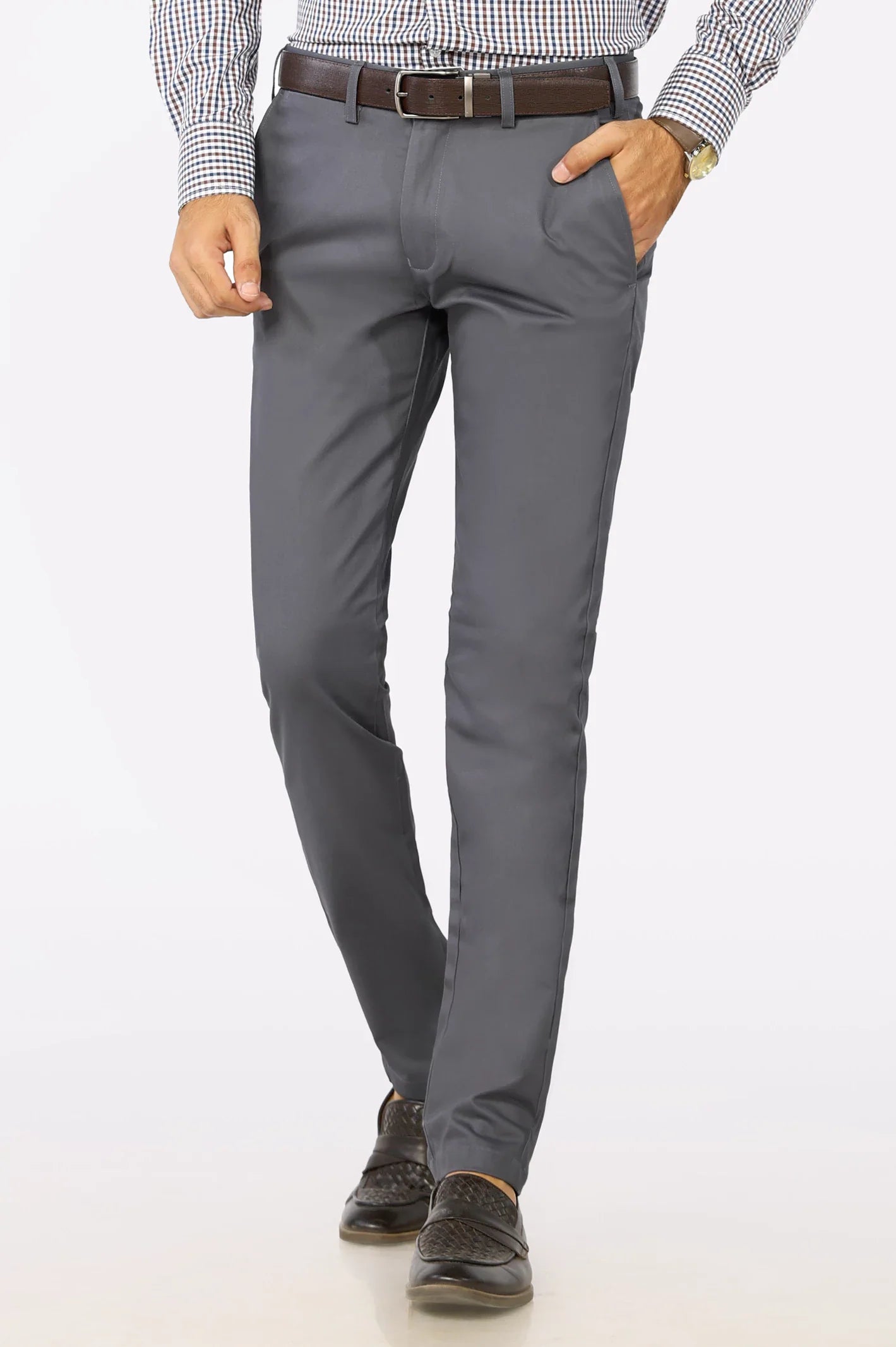 Grey Smart Fit Cotton Chino