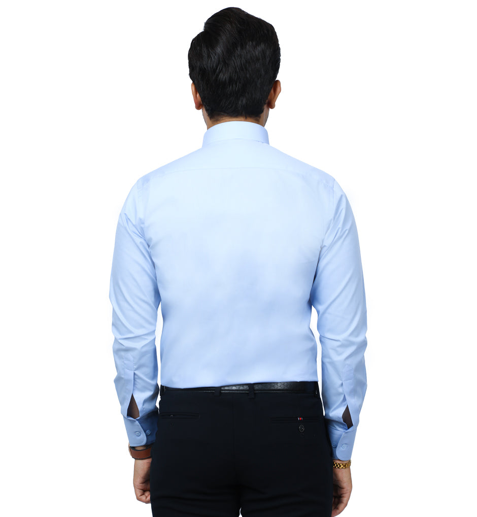 Men's Luxury Plain Cotton Shirt - AD19996-S-Blue