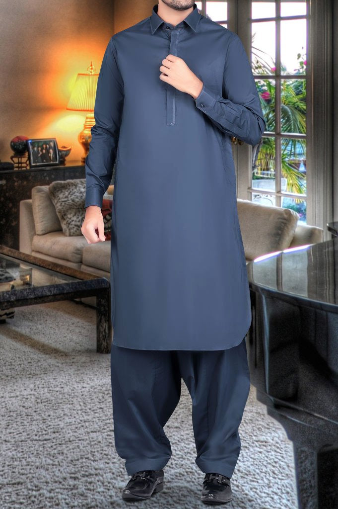 Formal Shalwar Suit for Man (EG2601-N-BLUE) - Diners