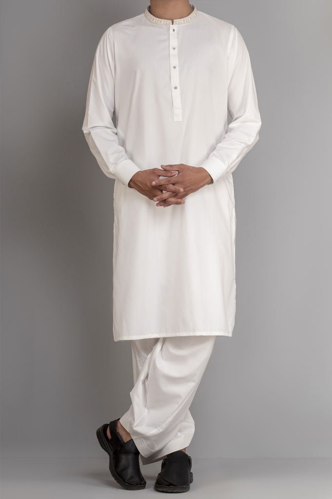 Formal Shalwar Suit for Men SKU: EG2713-Off White - Diners