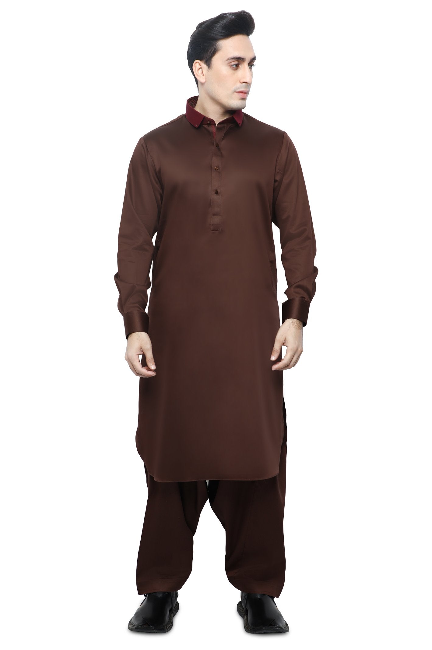 Formal Shalwar Suit for Men SKU: EG2834-C-BROWN - Diners