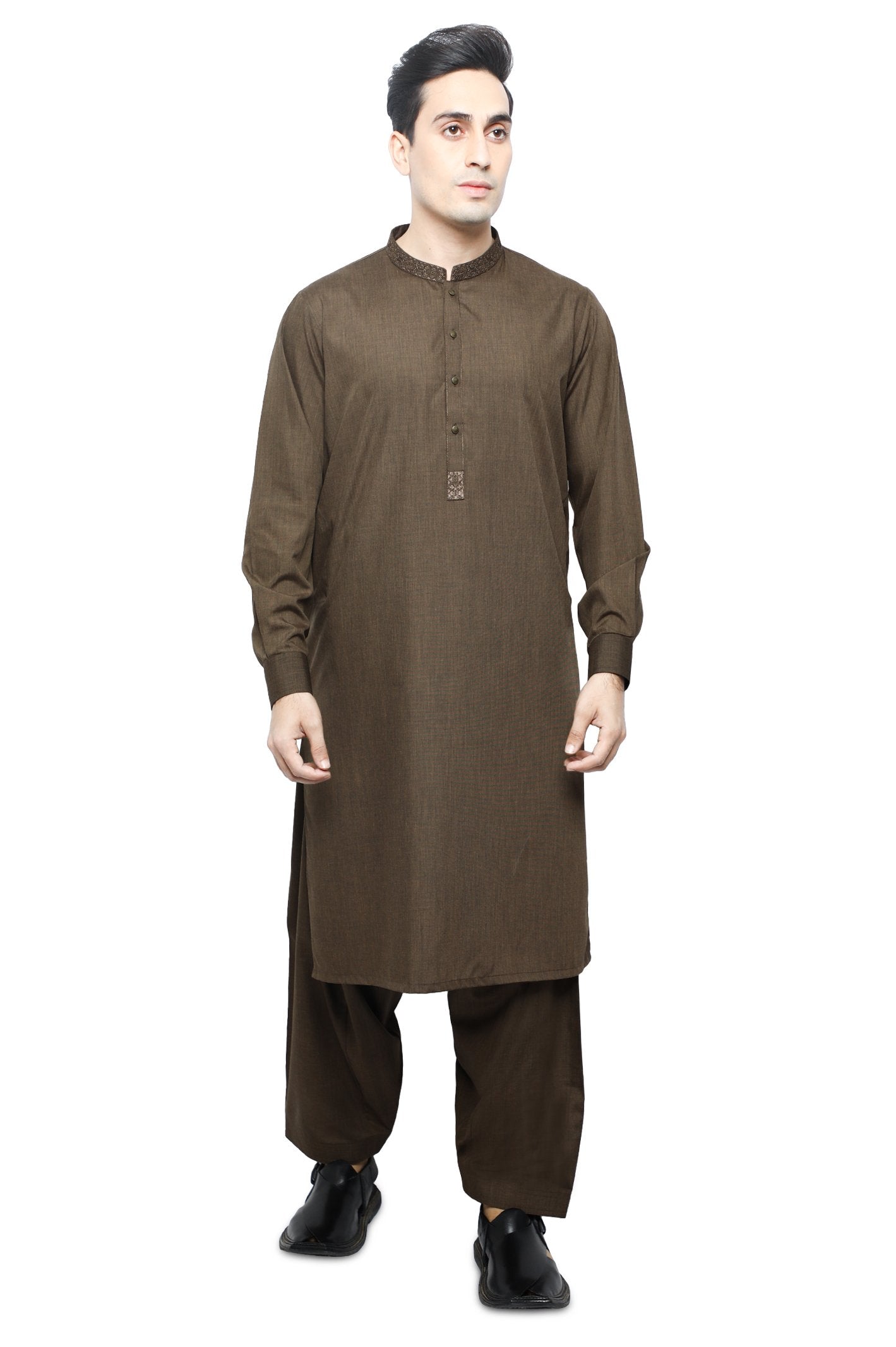 Formal Shalwar Suit for Men SKU: EG2840-BROWN - Diners