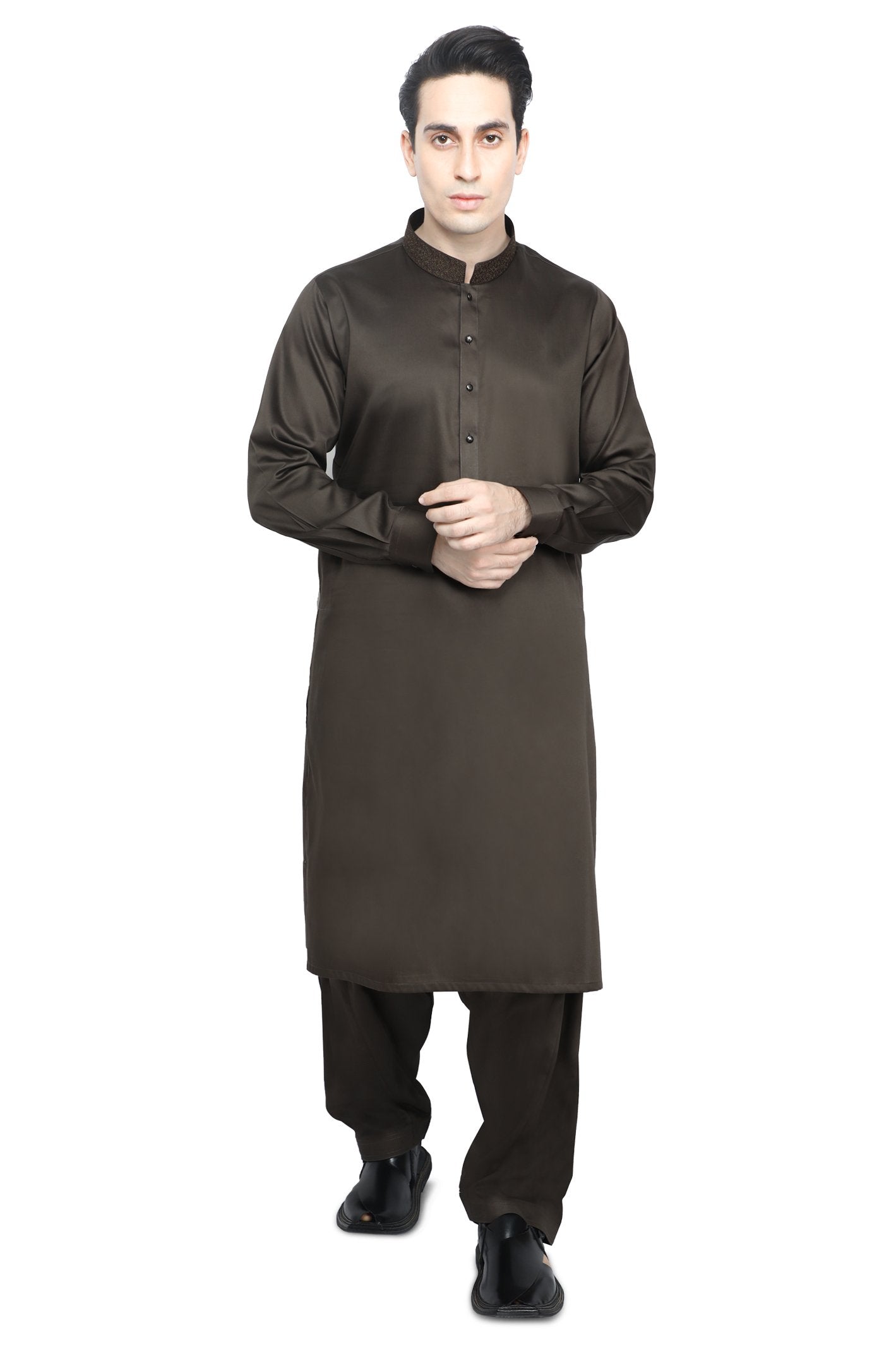 Formal Shalwar Suit for Men SKU: EG2859-BROWN - Diners