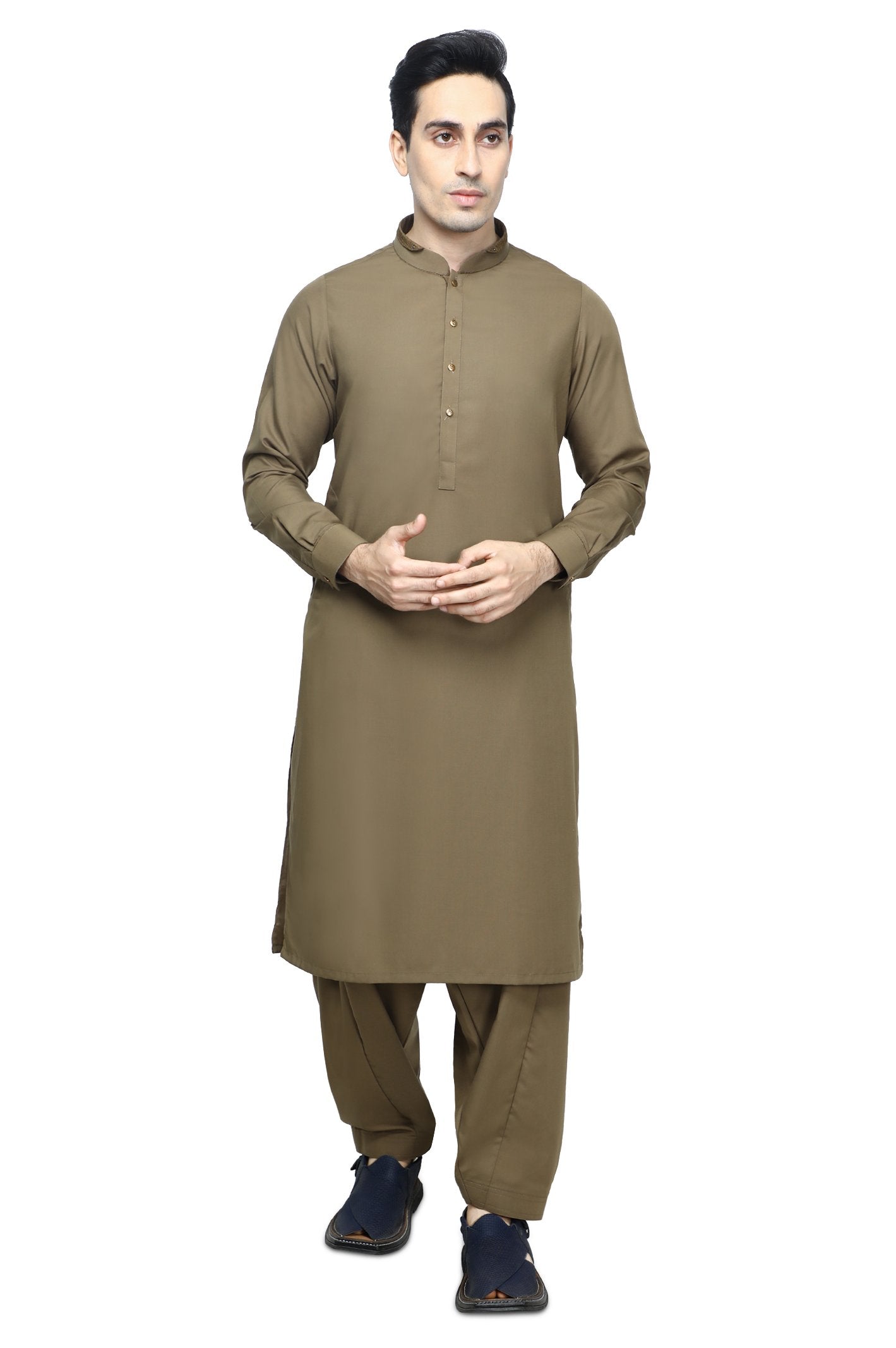 Formal Shalwar Suit for Men SKU: EG2872-L-BROWN - Diners
