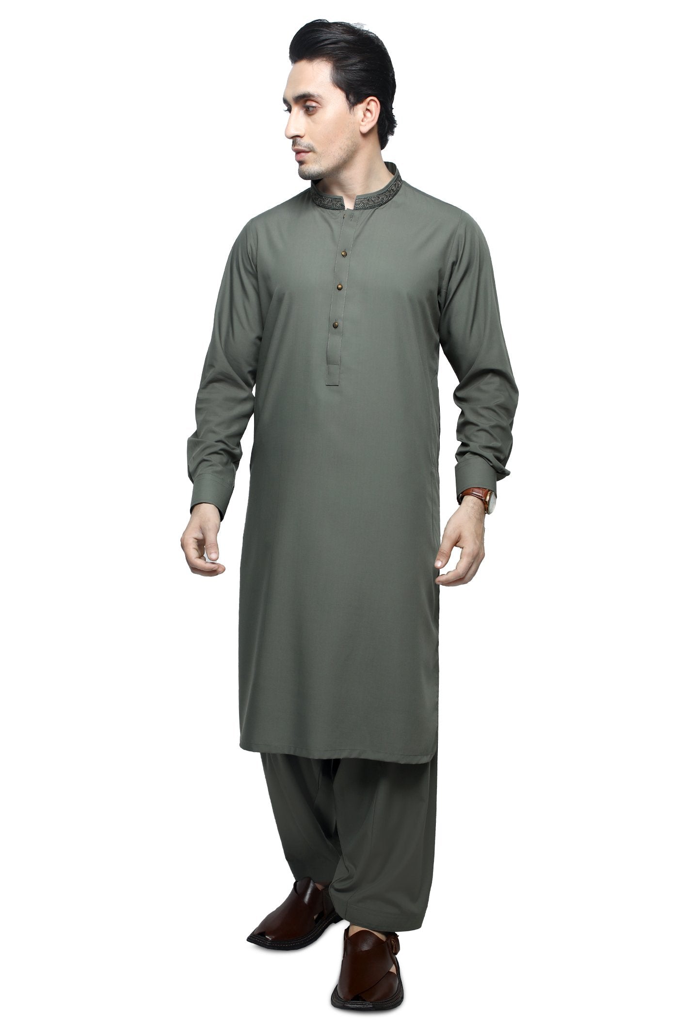 Formal Shalwar Suit for Men SKU: EG2873-D-OLIVE - Diners