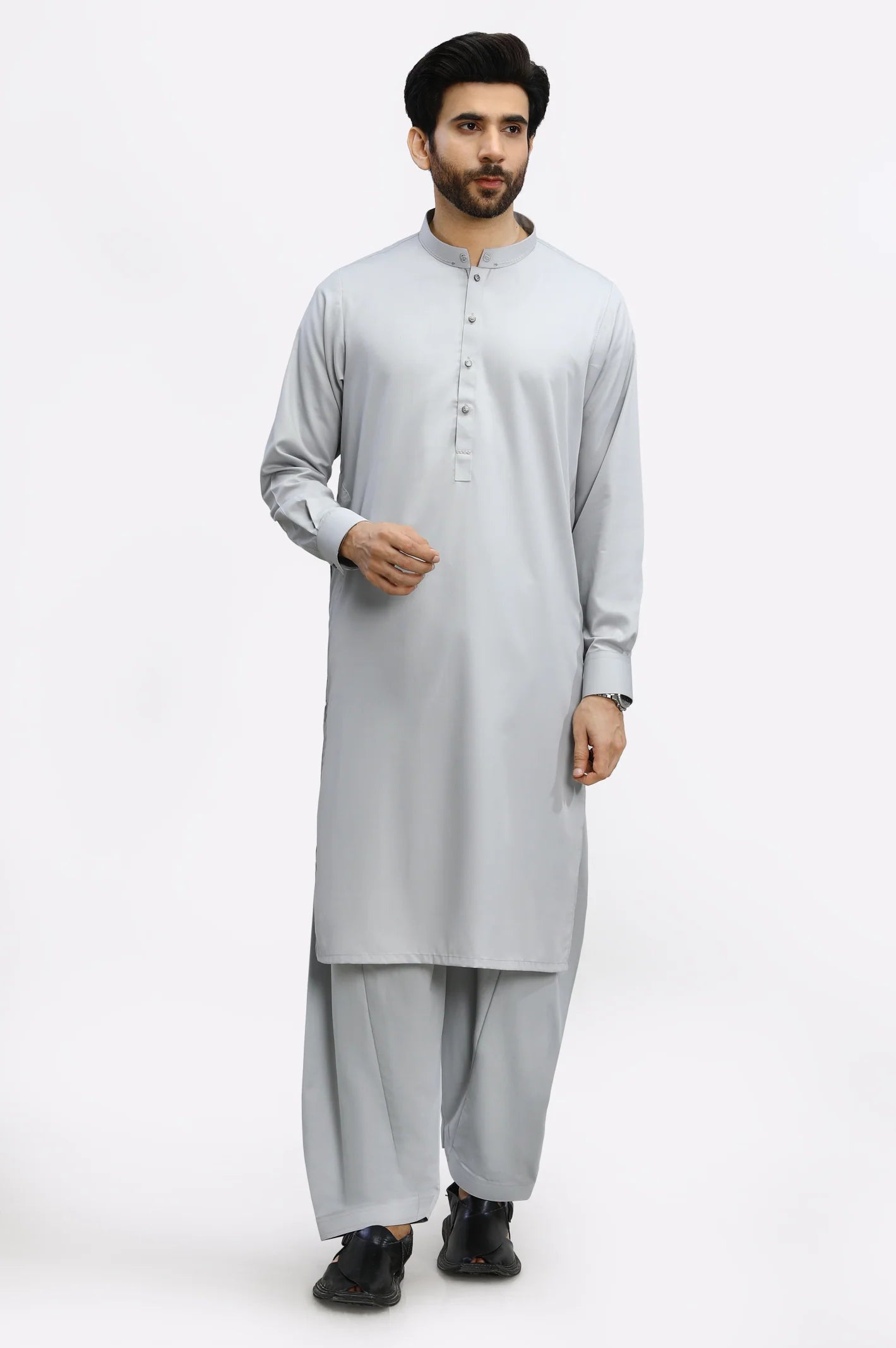 Grey Blended Shalwar Kameez