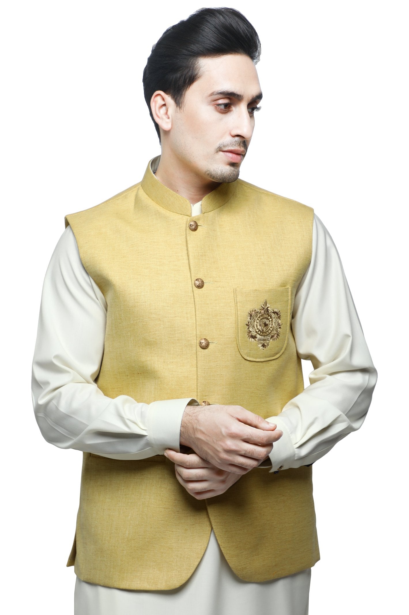 Waist coat For Men-GA3386-FAWN