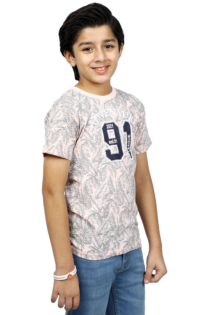 Boys T-Shirt In Peach KBA-0231-Peach - Diners