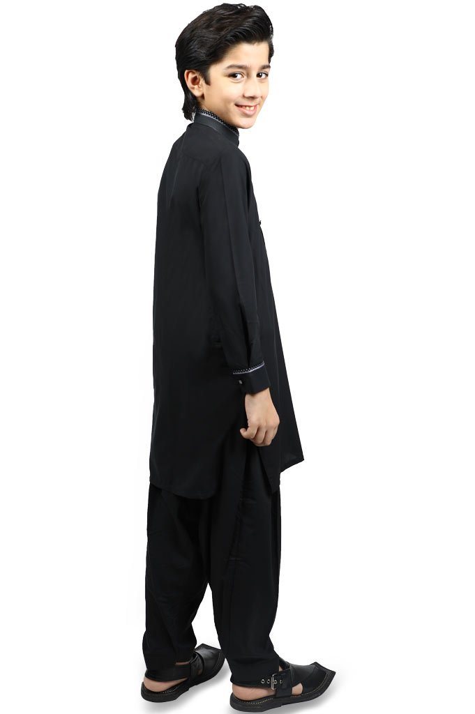 Boys Kurta Shalwar In Black SKU: KBH-0061-Black - Diners