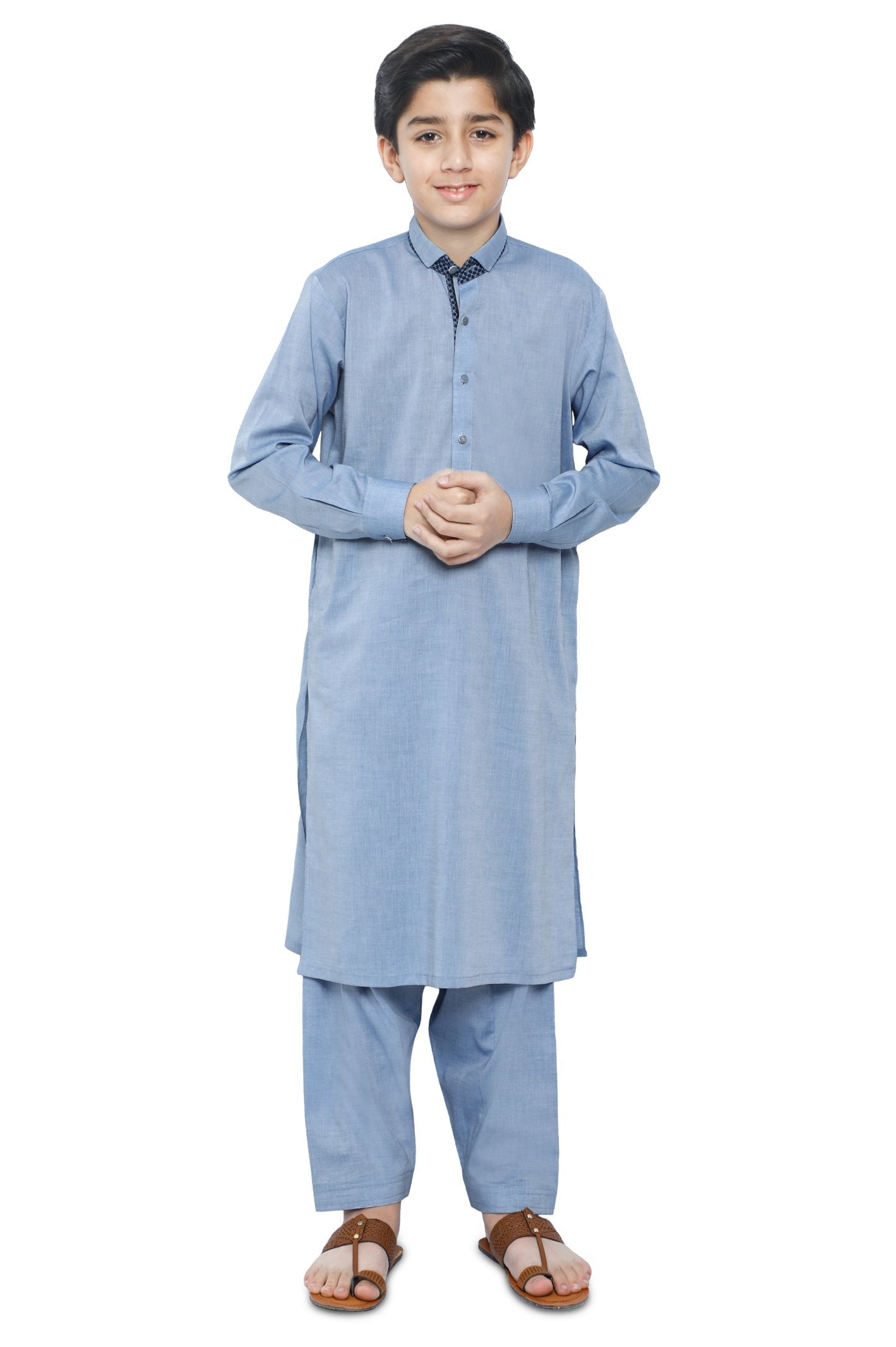 Boys Kurta Shalwar In Blue SKU: KBH-0073-BLUE - Diners