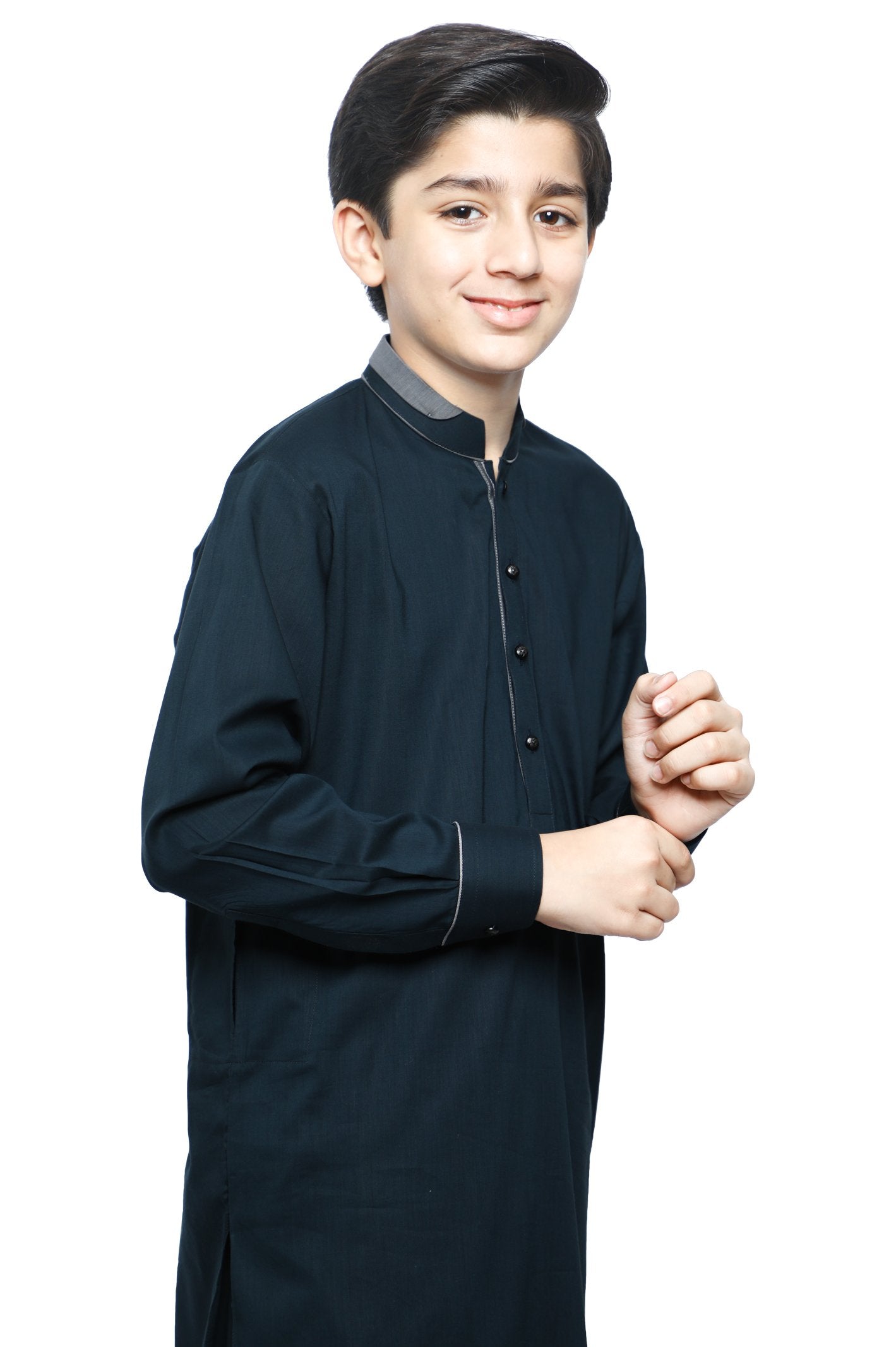 Boys Kurta Shalwar In D-Green SKU: KBH-0074-D-GREEN - Diners