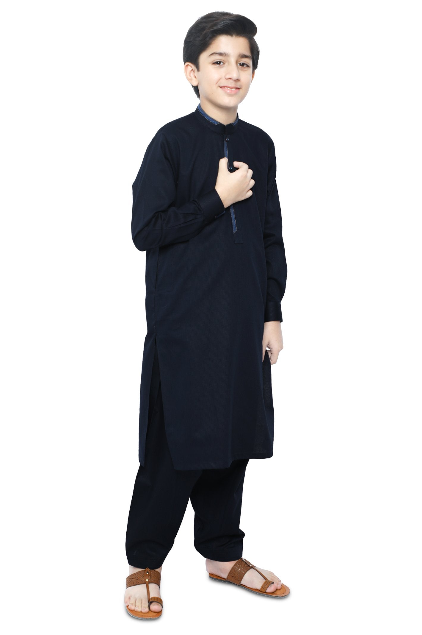 Boys Kurta Shalwar In D-Blue SKU: KBH-0078-D-BLUE - Diners