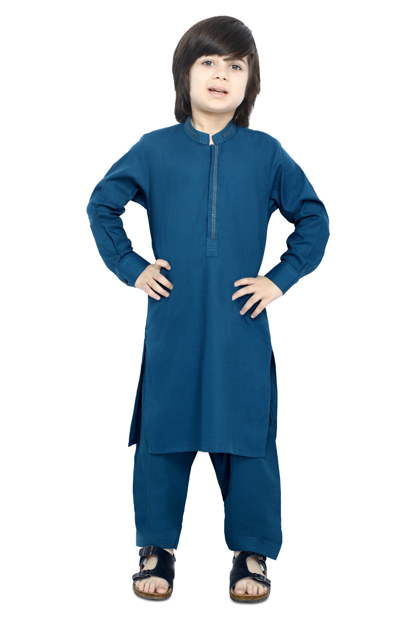 Boys Kurta Shalwar In Teal SKU: KBH-0082-TEAL - Diners