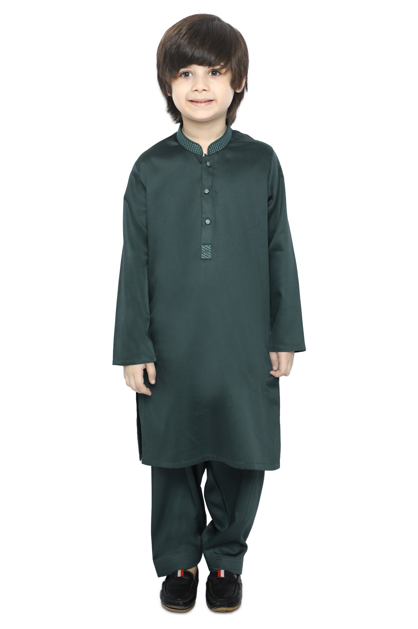 Boys Kurta Shalwar In D-Green SKU: KBH-0084-D-GREEN - Diners
