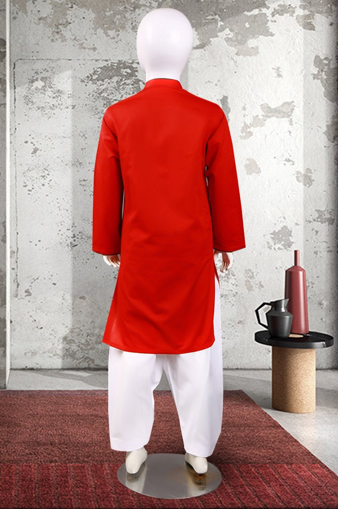 Boys Kurta Shalwar In Red - Diners