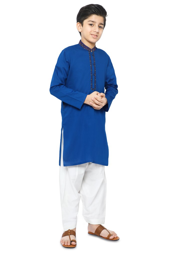 Boys Kurta Shalwar In Royal Blue SKU: KBKS-0055-Royal Blue - Diners