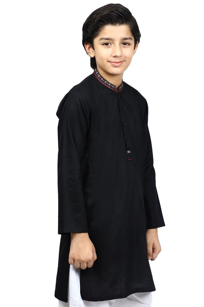 Boys Kurta Shalwar In Black SKU: KBKS-0061-Black - Diners