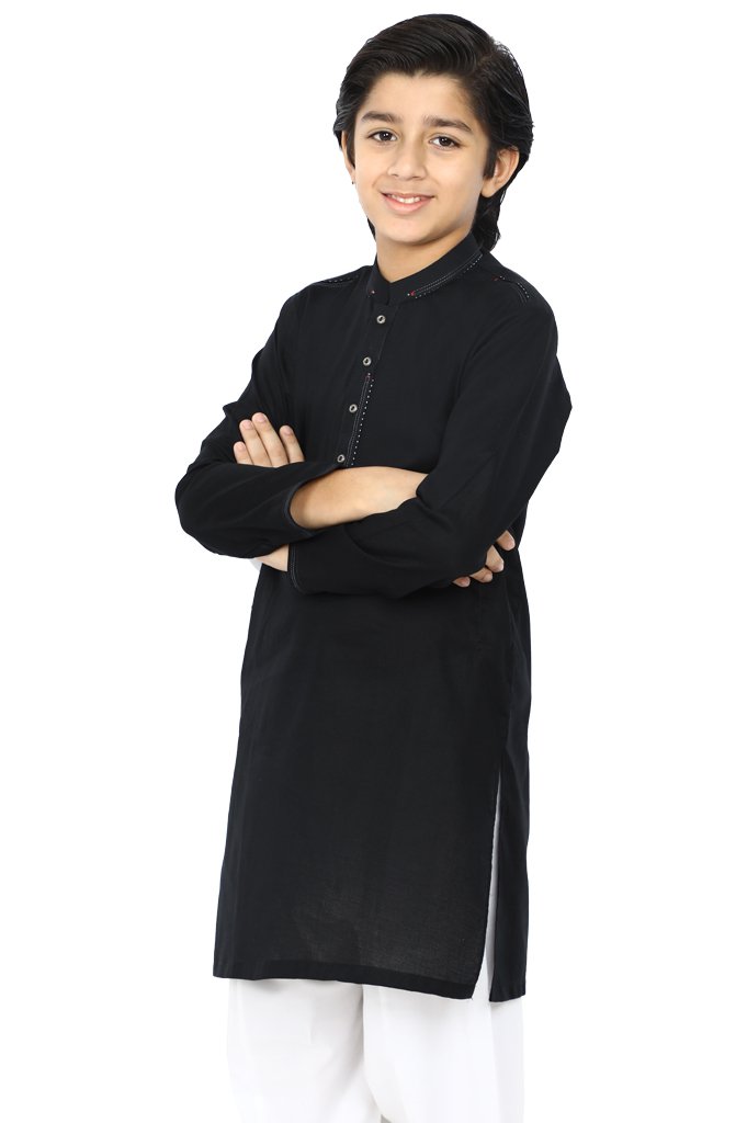 Boys Kurta Shalwar In Black SKU: KBKS-0063 - Diners
