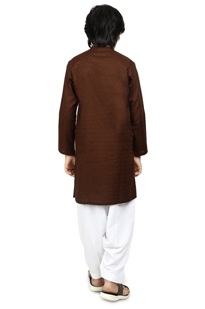Boys Kurta Shawlar In D-Brown SKU: KBKS-0065 - Diners
