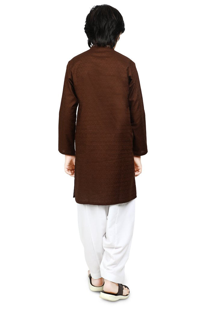 Boys Kurta Shawlar In D-Brown SKU: KBKS-0065 - Diners