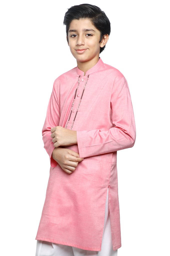 Boys Kurta In Pink SKU: KBKS-0069-PINK - Diners