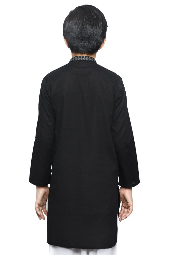 Boys Kurta In Black SKU: KBKS-0070-BLACK - Diners