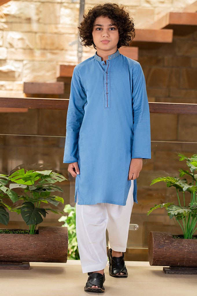 Boys Kurta Shalwar In Blue - Diners
