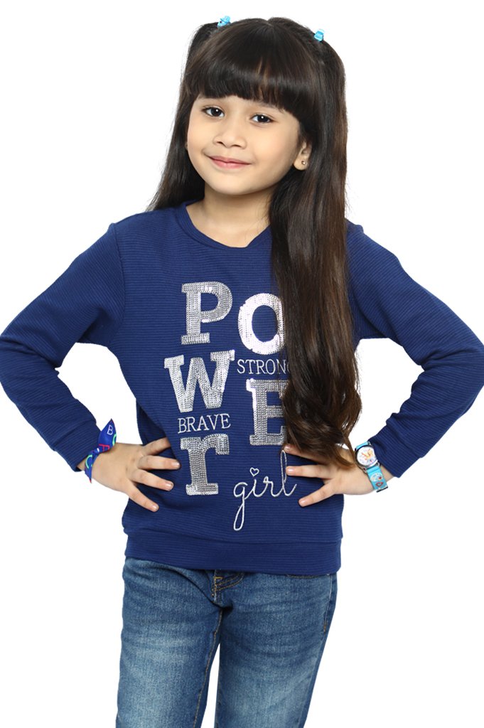 T-Shirt For Girls In Navy - KGA-0174-NAVY - Diners