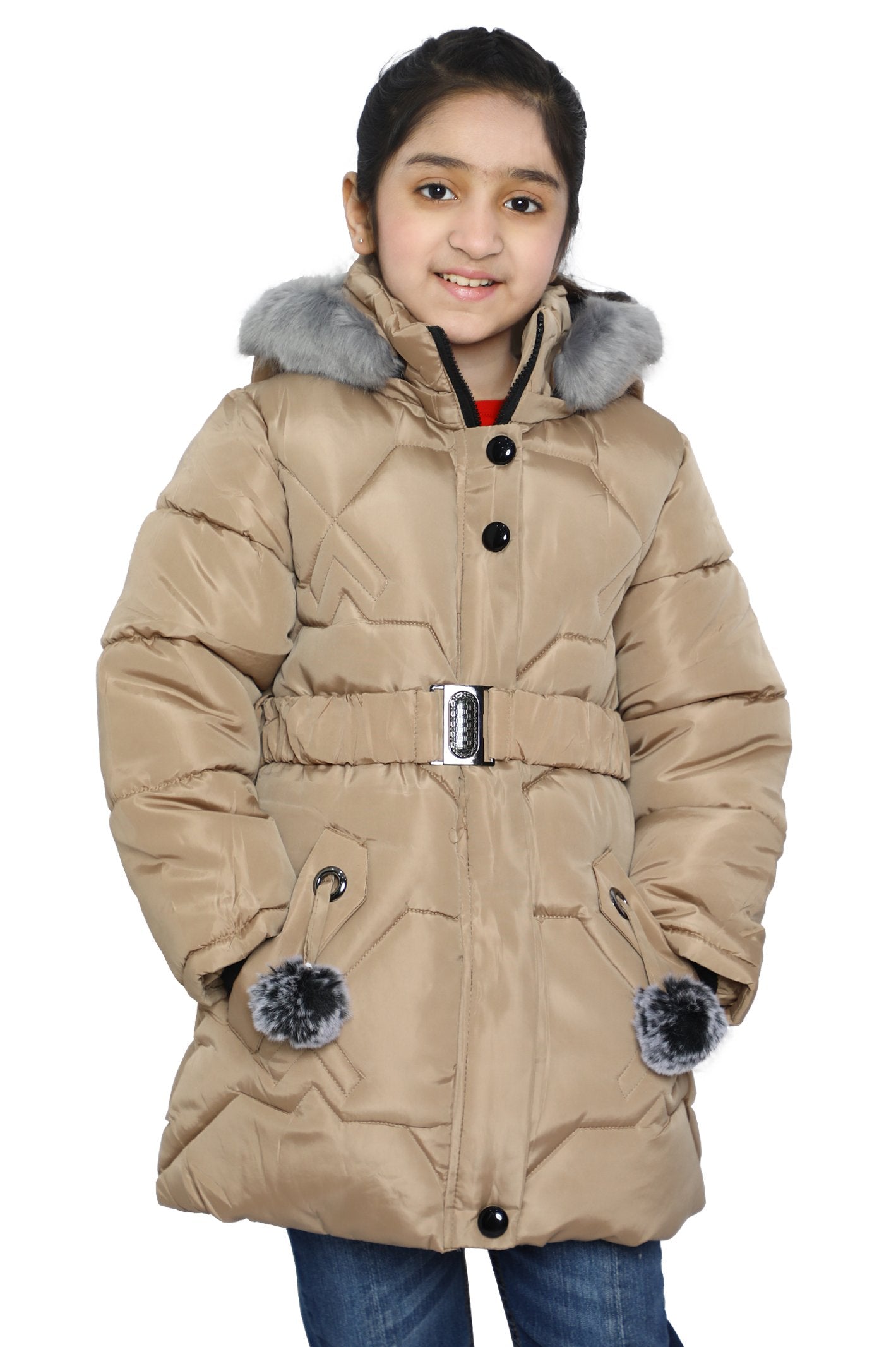 Girls Jackets In Beige - KGF-0105-BEIGE - Diners
