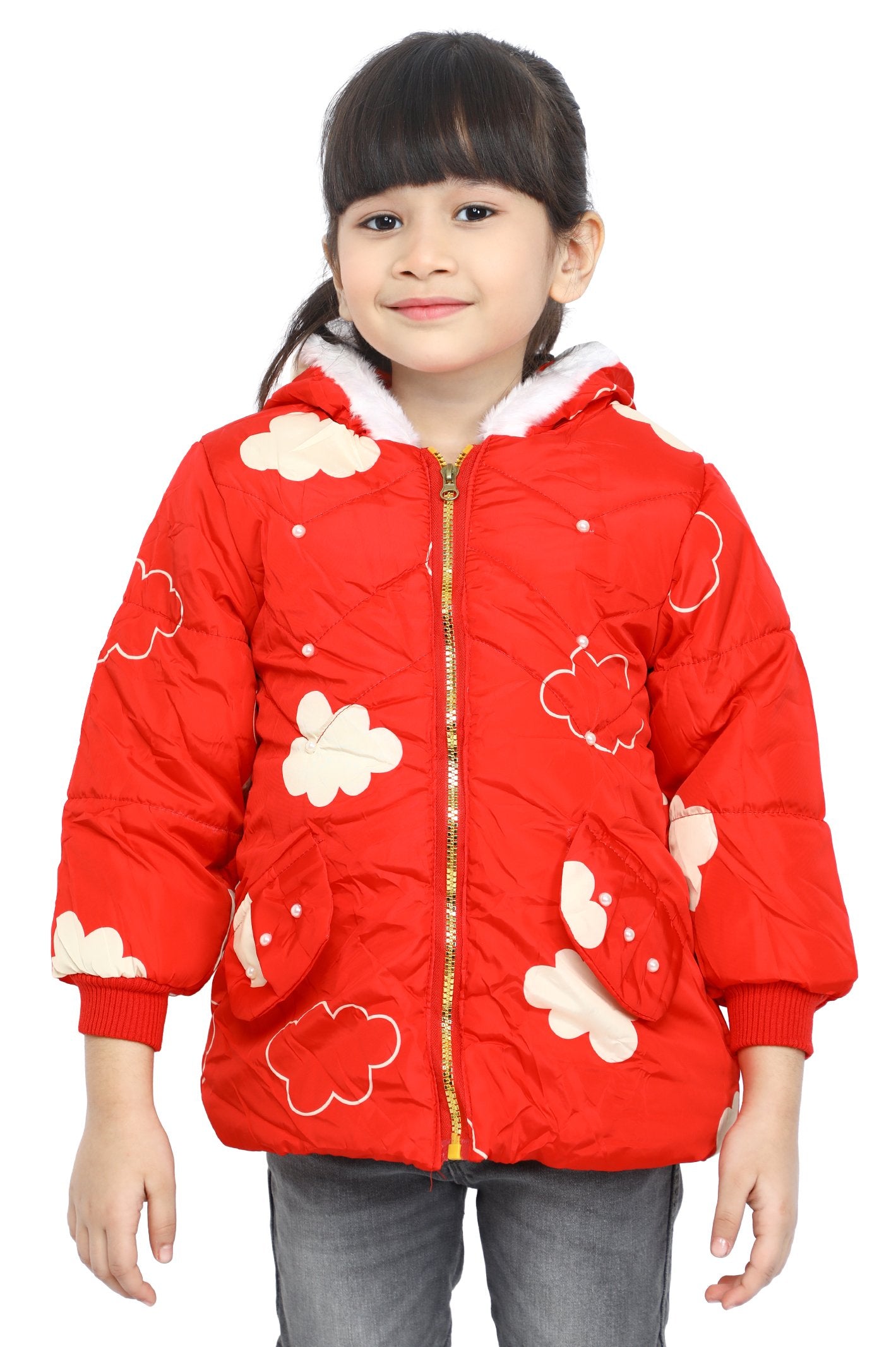 Jackets For Girls In Red - KGF-0126-RED - Diners
