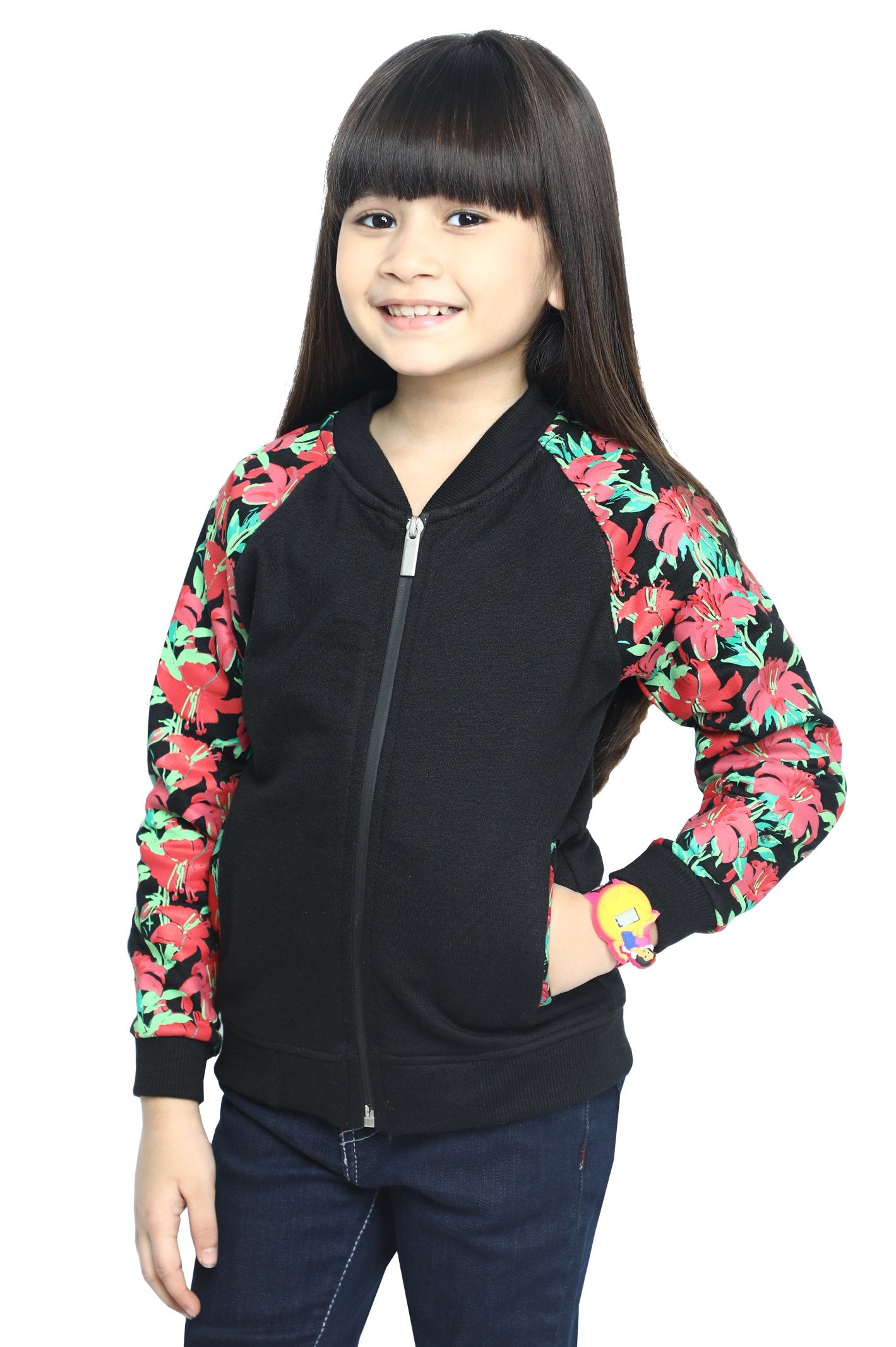 Jacket For Girls In Black - KGF-0131-BLACK - Diners