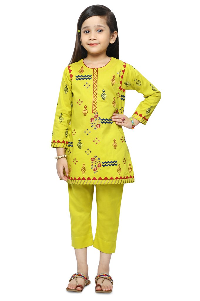 Girls Kurti in Yellow KGKK-0160-YELLOW - Diners