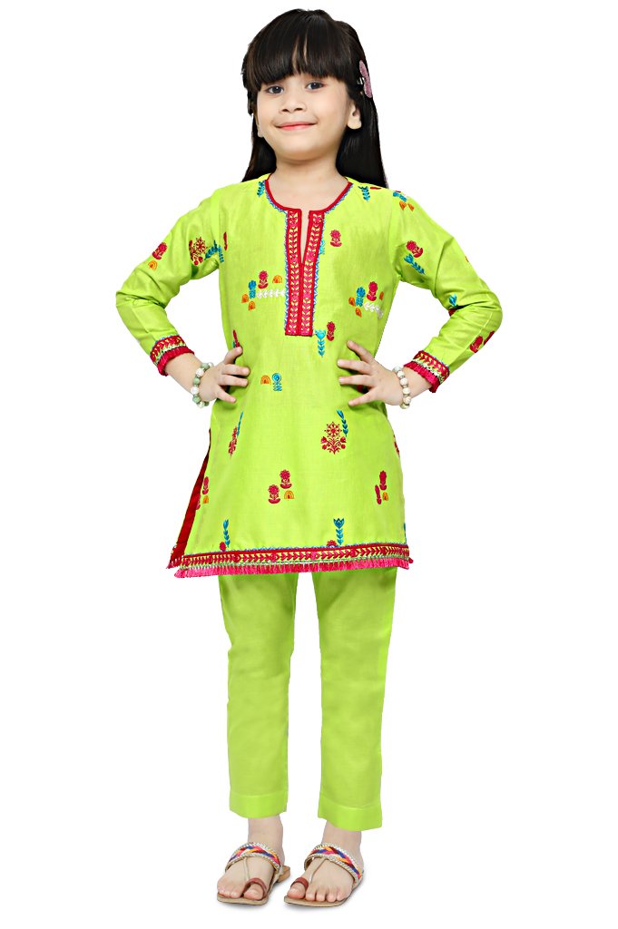Girls Kurti in Green KGKK-0162-GREEN - Diners