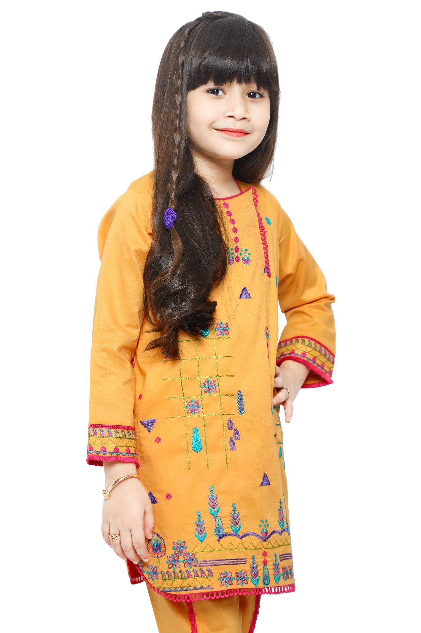 Girls Kurti in Mustard - KGKK-0173-MUSTARD - Diners